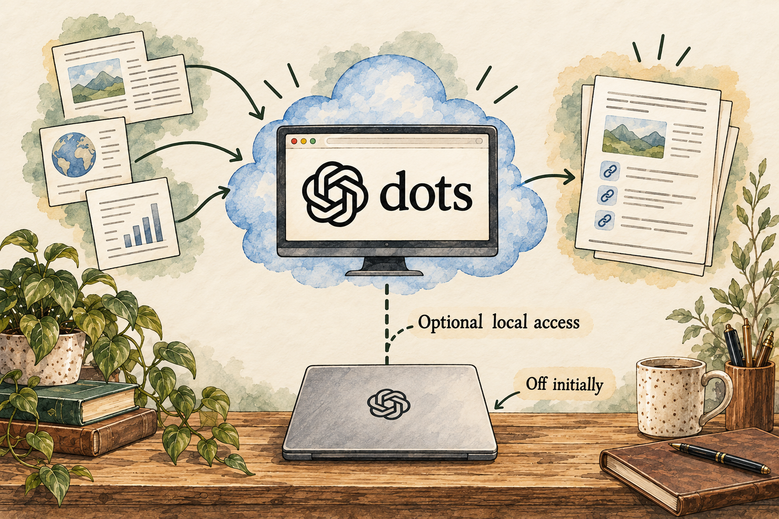 Create your dot on desktop and describe one responsibility. Your dot has its own cloud computer. Access to your computer is optional and starts turned off.